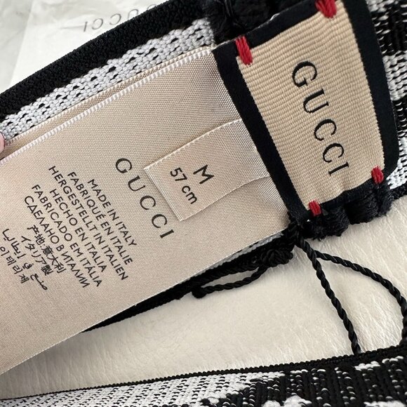NEW GUCCI Headband HAIRBAND INTERLOCKING G BLACK WHITE SIZE M LOGO - Picture 7 of 8